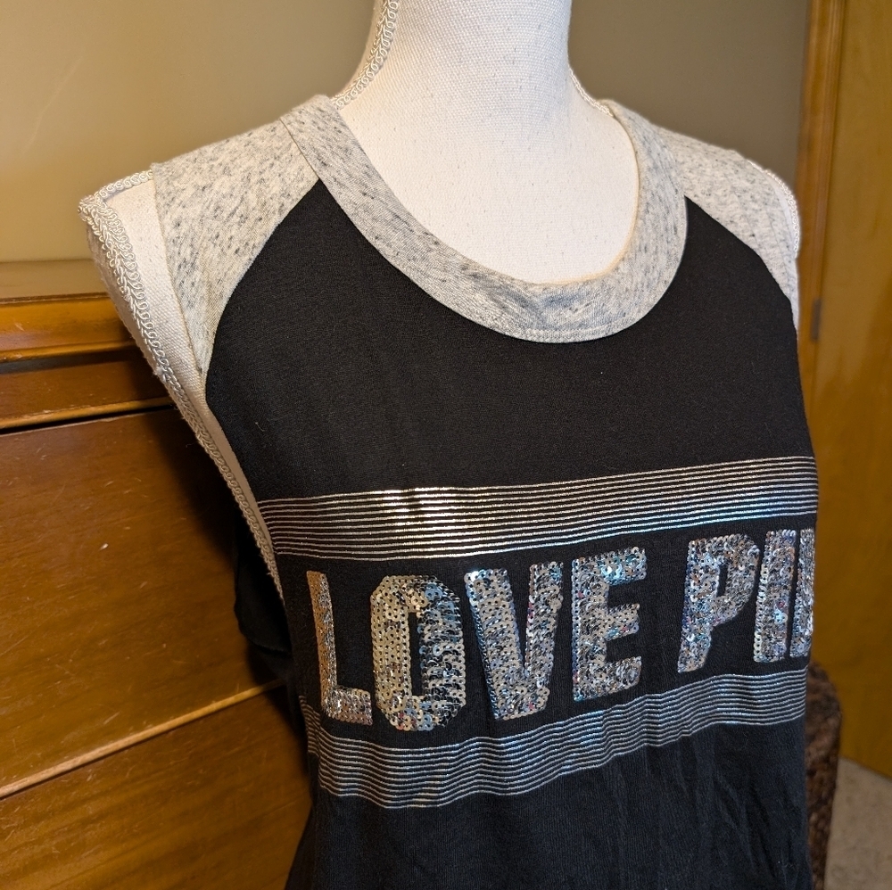 PINK By Victoria's Secret SEQUIN Silver BLING TANK TOP - Picture 4 of 11